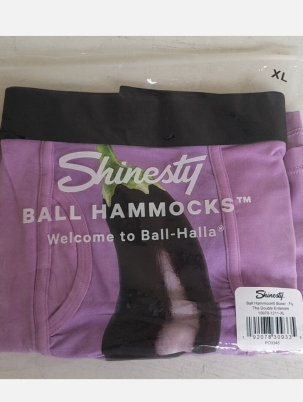 Shinesty Ball Hammocks Boxer Brief Eggplant XL Long Leg NWT The Double Entendre